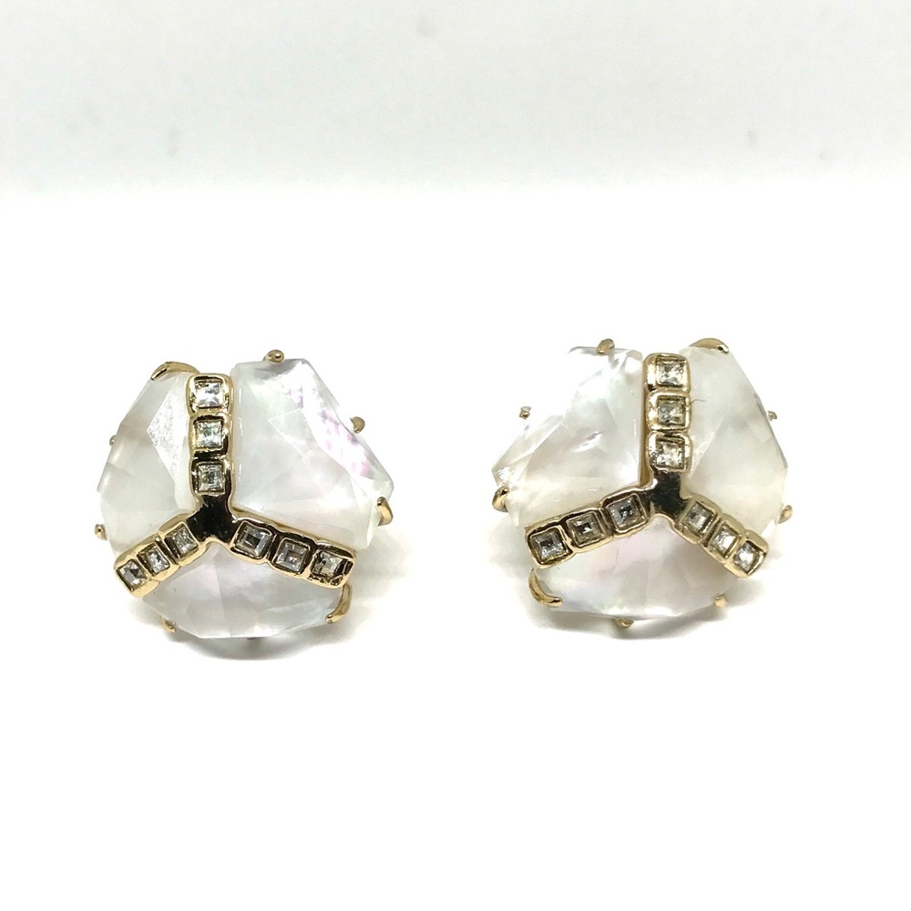Alexis Bittar Mother-of-Pearl and Crystal Cluster Earrings - White and Gold